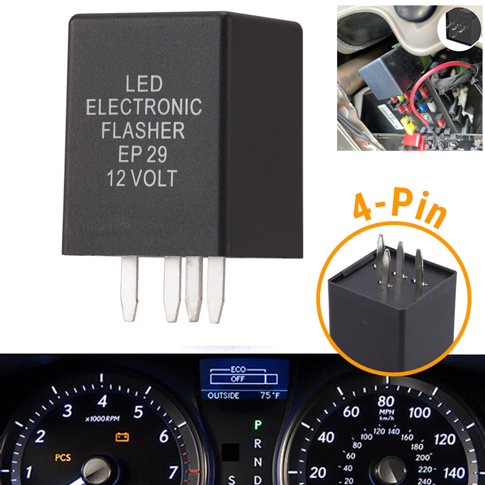 4-Pin EP29N LED Flasher Relay Fix Hyper Flash Turn Signal Decoder Load Equalizer