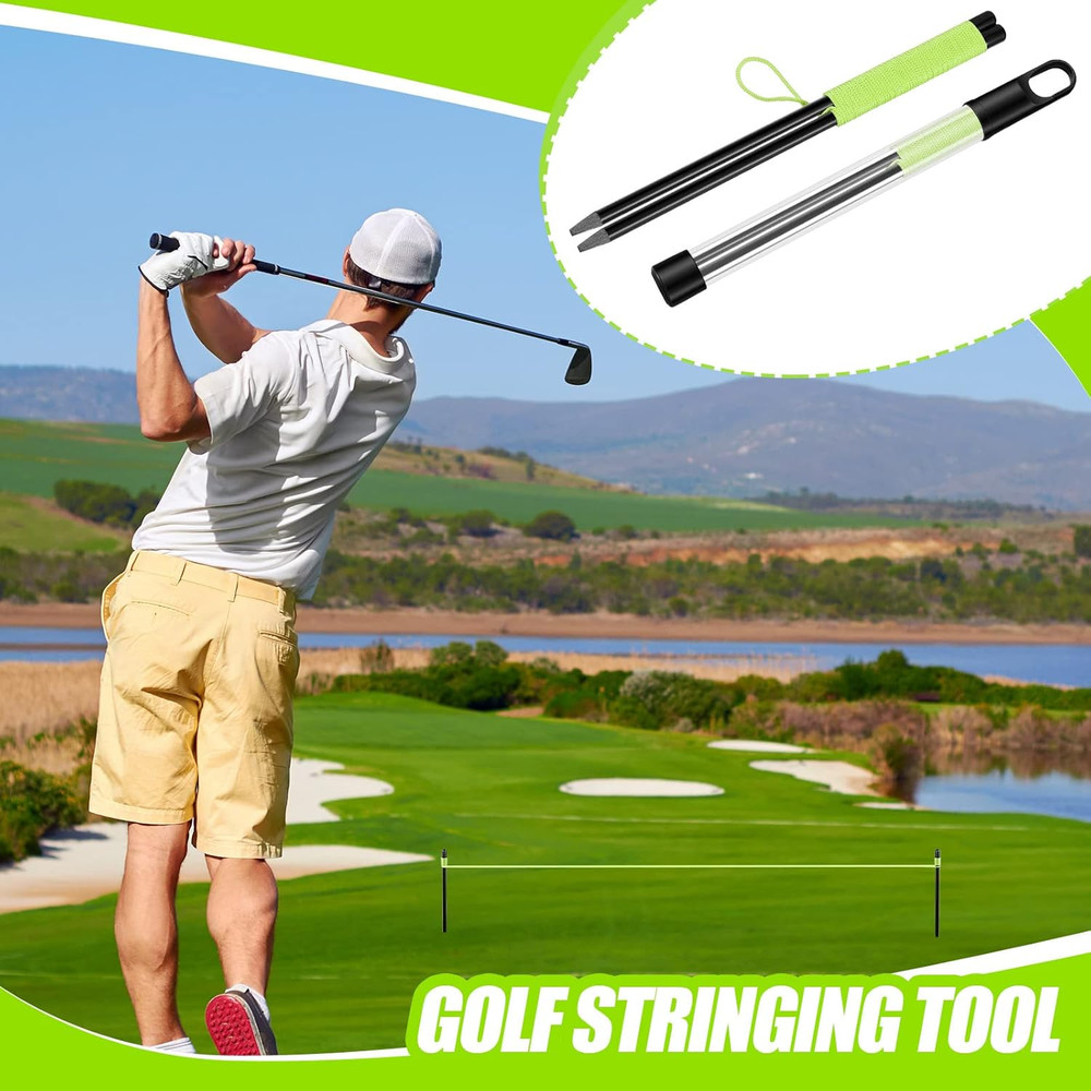 2 Pieces Golf Alignment String Line Putting Aid with Pegs Training String Gui...