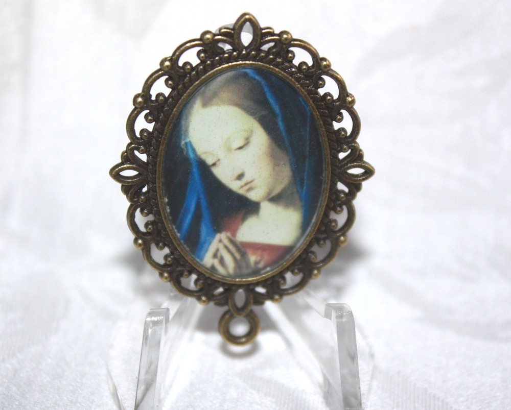 Bronze Rosary Center Part/Color/Rosary Making/Serene Virgin Mary Praying