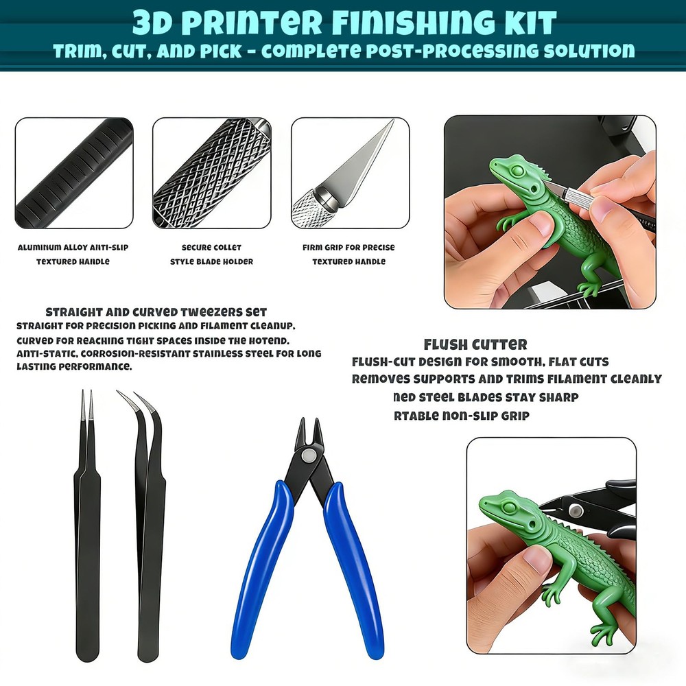 3D Printer Tool Kit Accessories - 58 Pcs Solve 99% Print Failures Clean Maint...