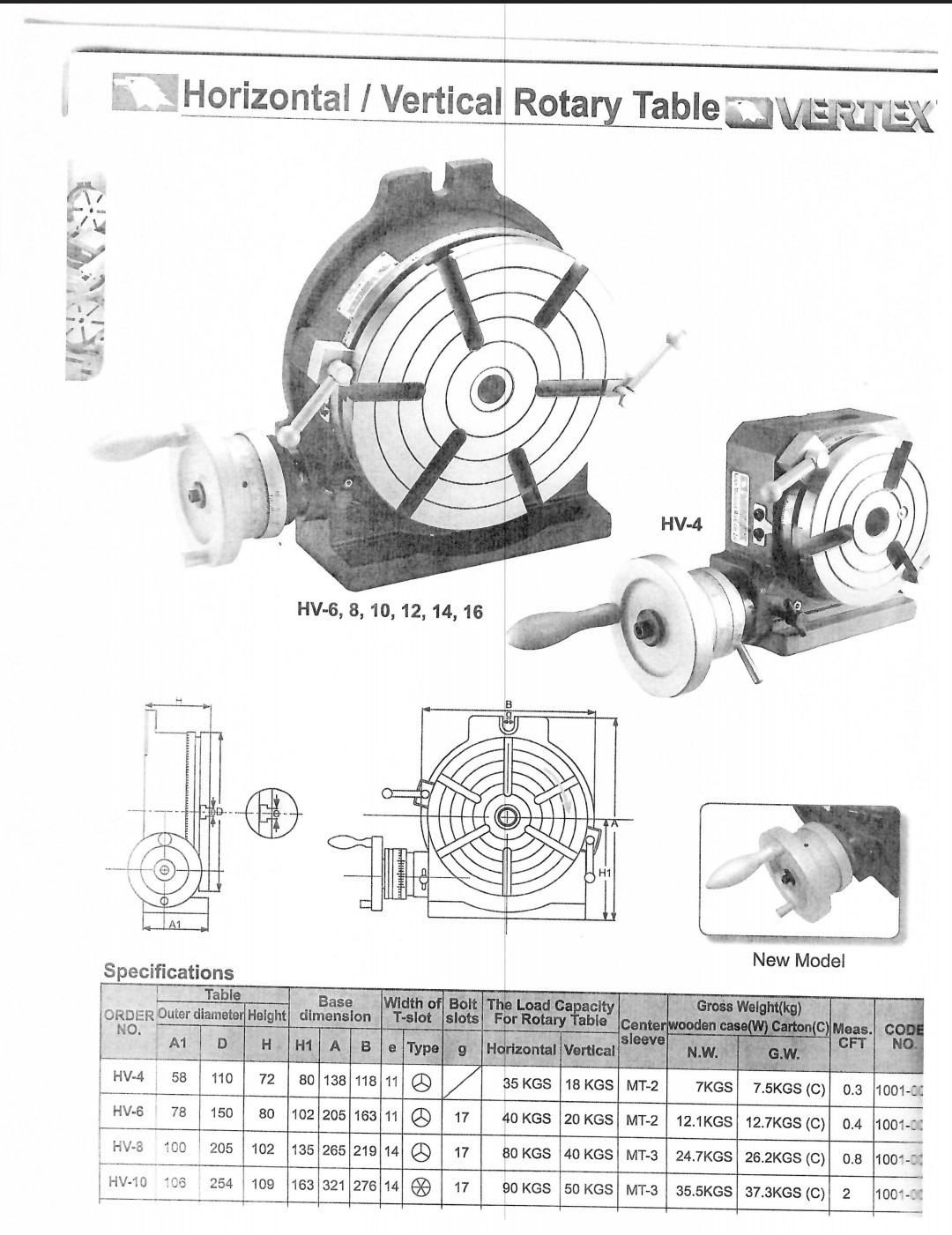 VERTEX HV-12 12" Horizontal / Vertical Rotary Table with Face Plate