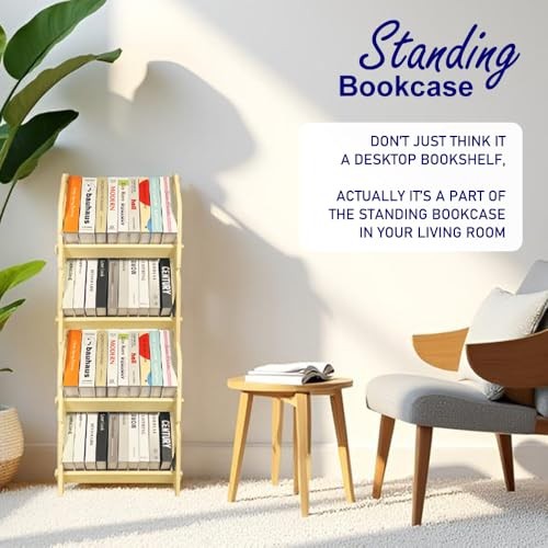 Desktop Bookshelf, Stackable Book Organizer with Handle, Storage Small Size