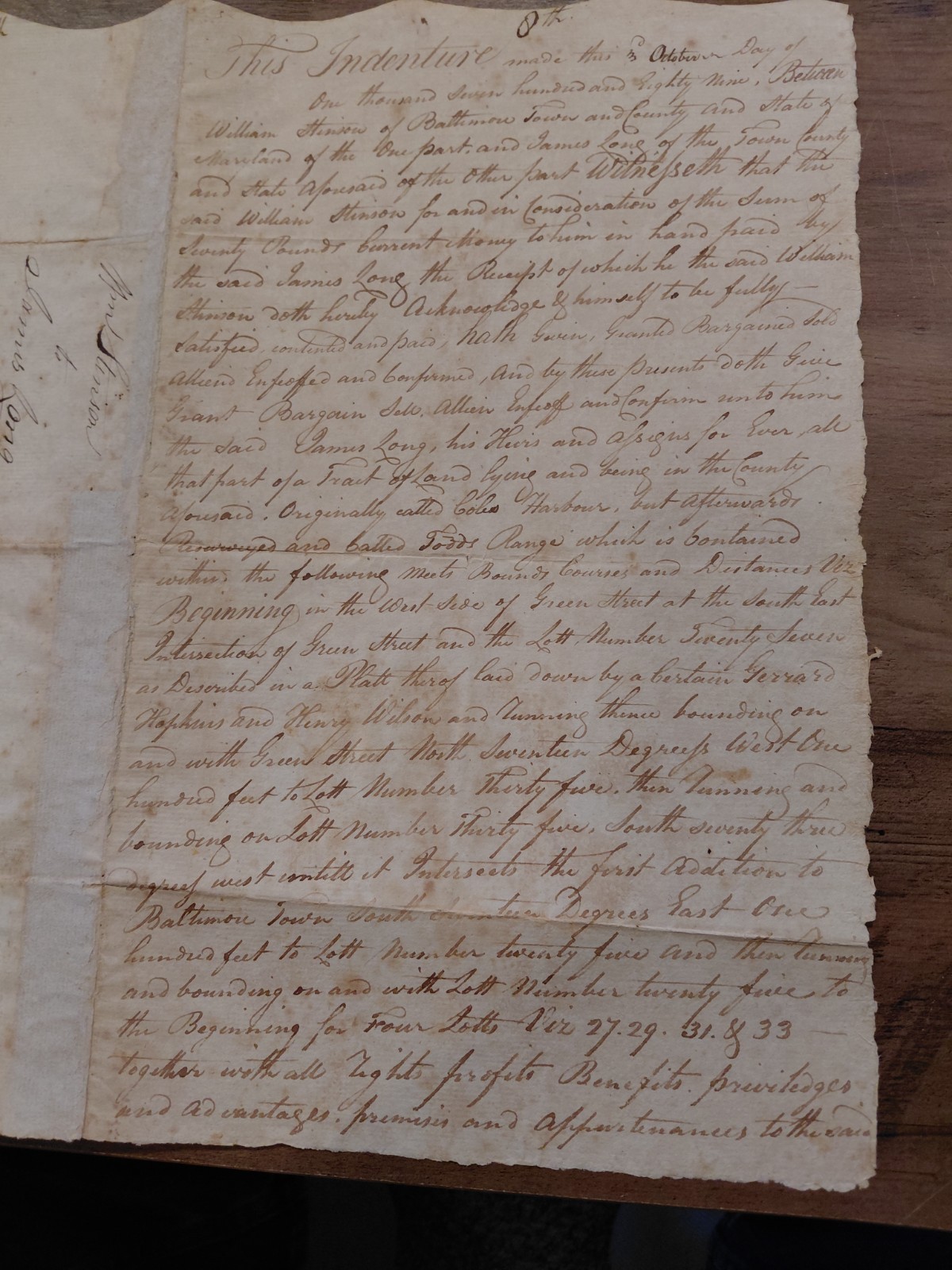 Revolutionary War Navy Joshua Barney Todd's Range Coles Harbor Baltimore Deed