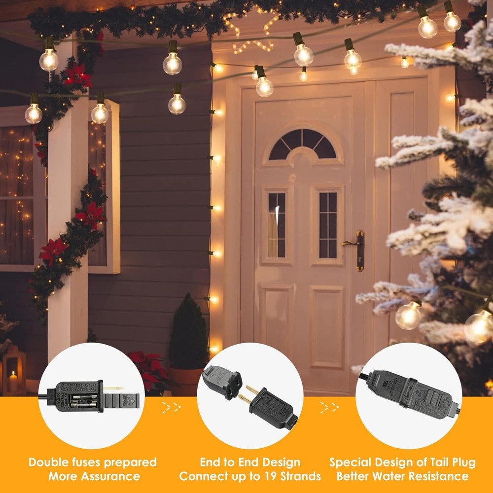 100ft Outdoor Globe String Light Waterproof Patio Light,Shatterproof Led Outside