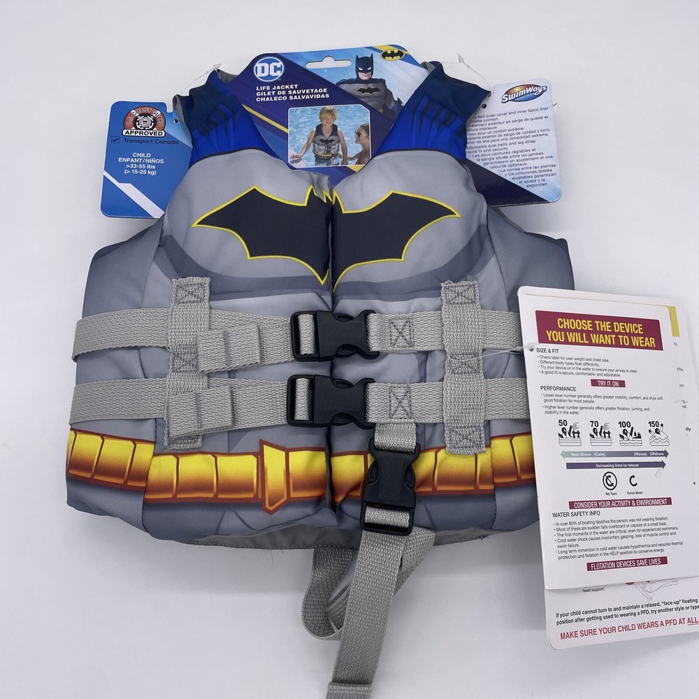 SwimWays DC Batman PFD Life Jacket with Adjustable Buckle