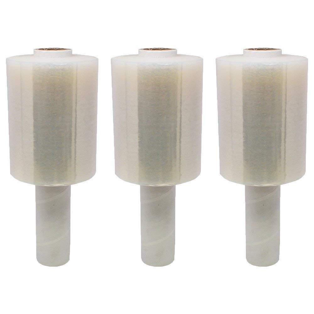 Shrink wrap Stretch Film Clear 3 Rolls 5"x1000 80 Gauge with Handle Heavy Duty