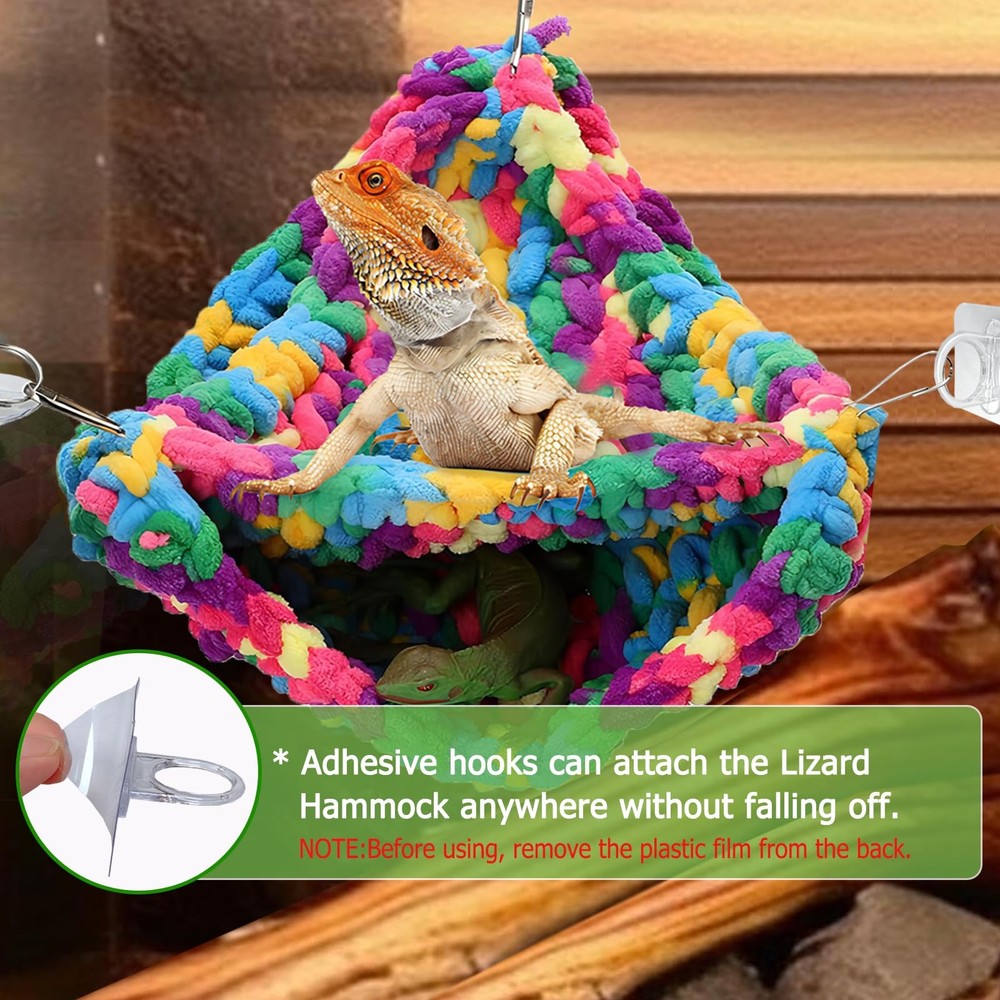 Hand-Knitted‌ Soft Lizard Hammock,Double-Layer Hammock for Bearded Dragon Tan...