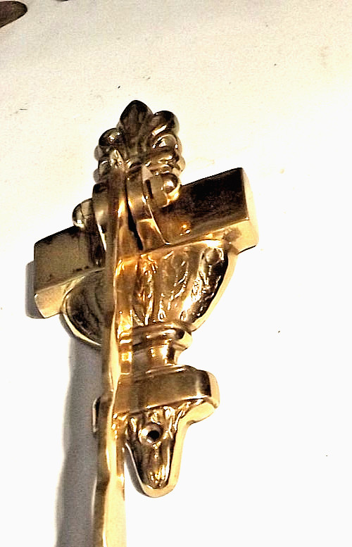 UNIQUE Solid Brass Door Knocker Vintage, never installed 12" Long 3" Wide
