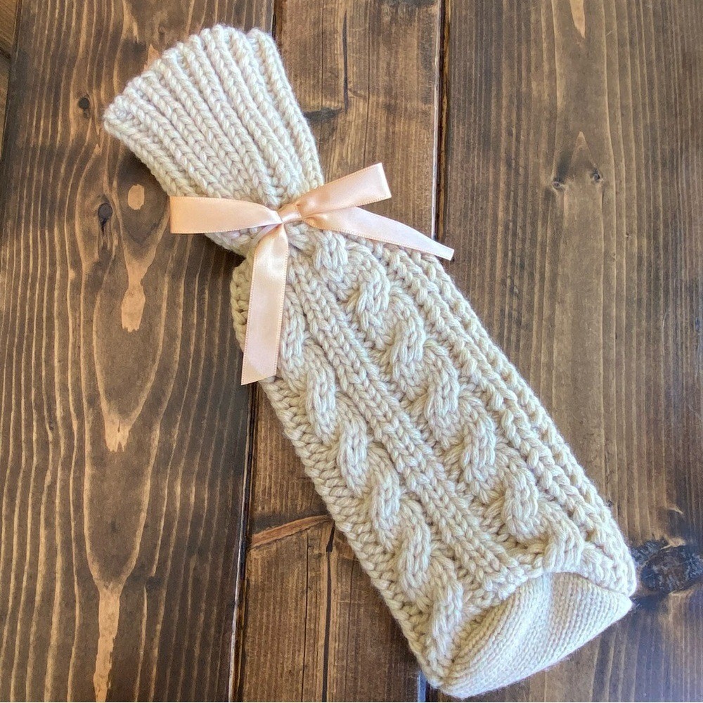Hand Knit Cable Wine Cozie