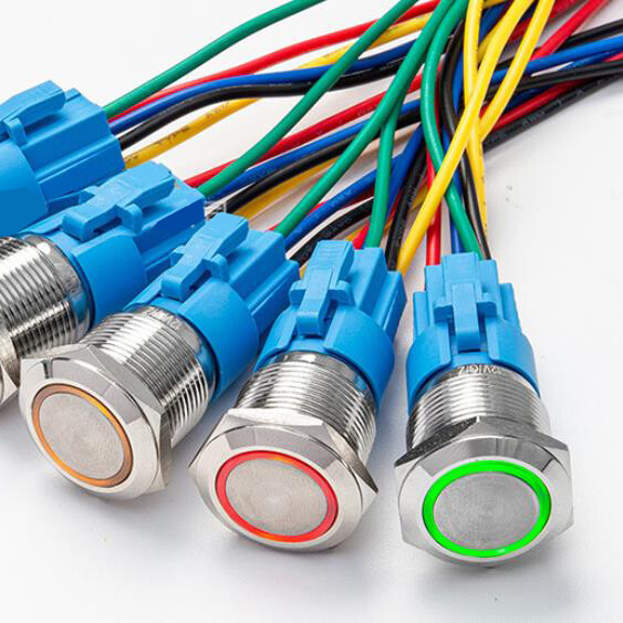 19mm 12V LED ON OFF Push Button Power Switch Latching with Wire Socket Harness