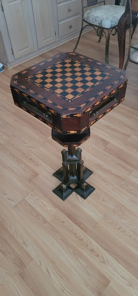Game Table Antique with Hidden Draw Locks