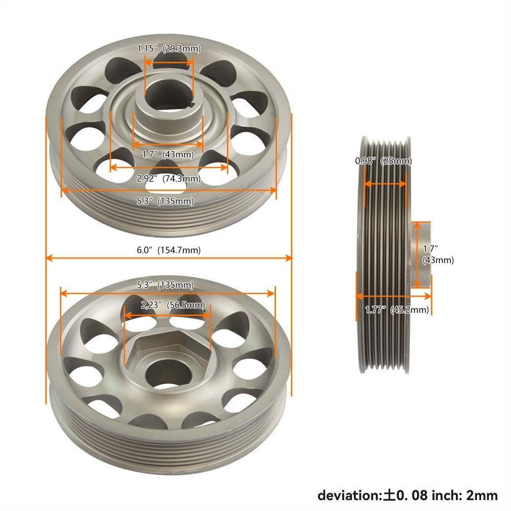 Racing Light Weight Crank Pulley For Honda Civic K20 K24 Acura Integra RSX TSX