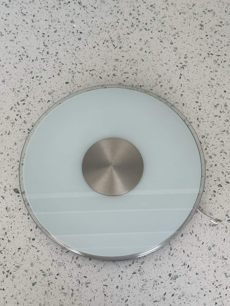 Modern Brushed Nickel Flush Mount Ceiling Light – Circular Glass Fixture