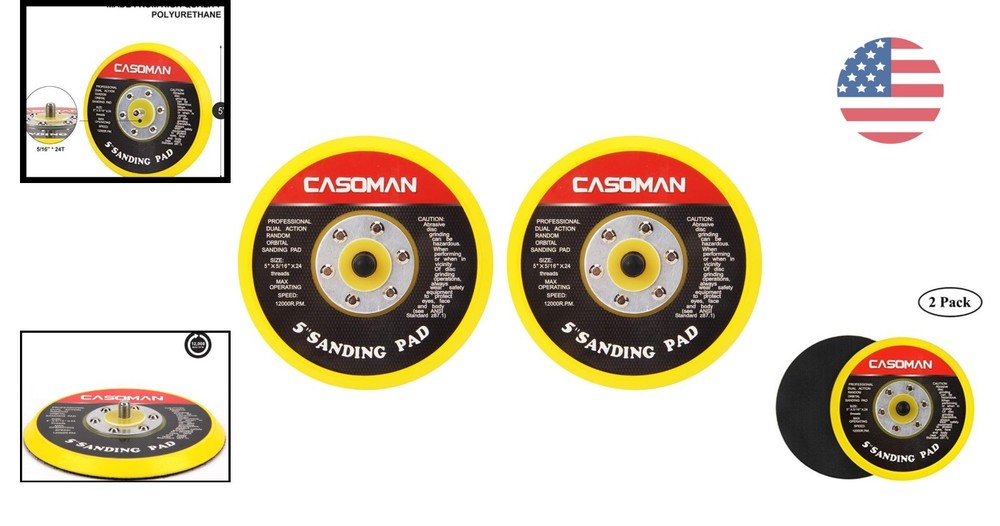 Versatile 5-Inch Orbital Sander Pads with Hook & Loop for Quick Changes - 2 Pack