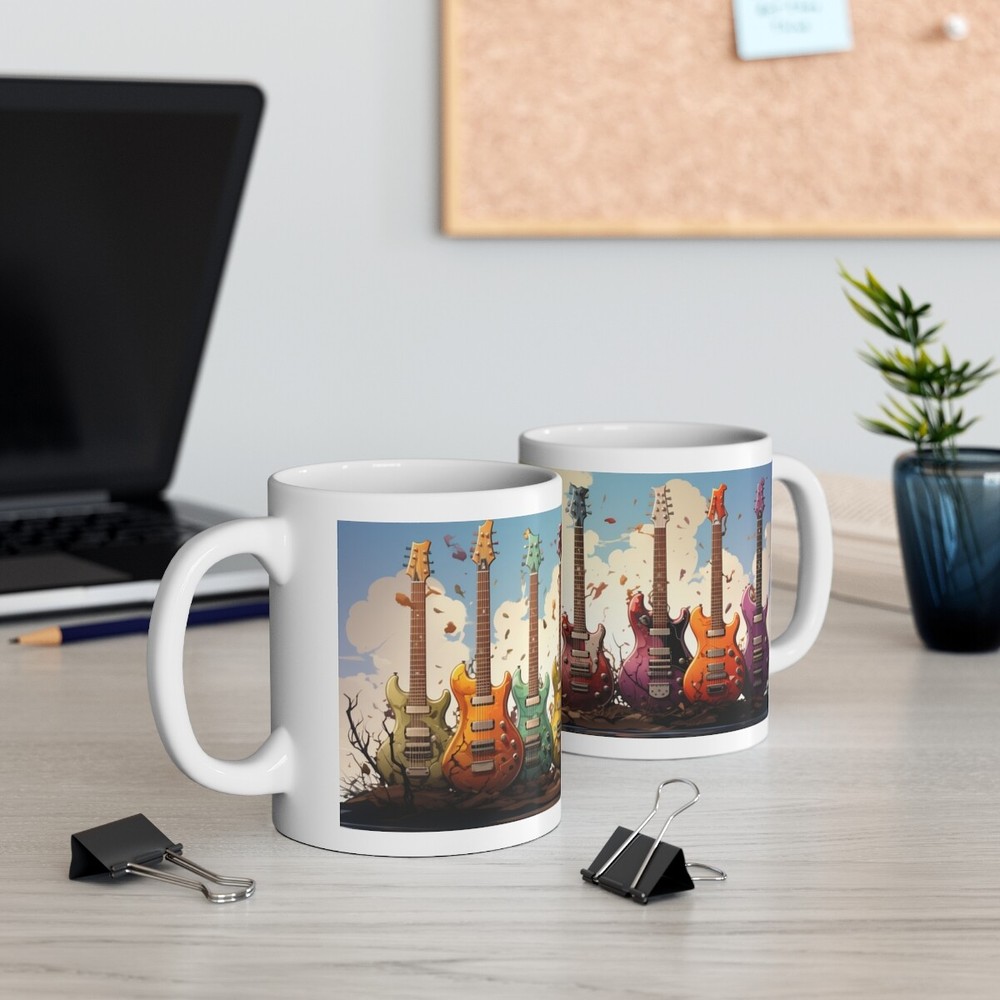 Strings & Sips: The Ultimate Guitar Lover's Mug White Ceramic Mug 11oz