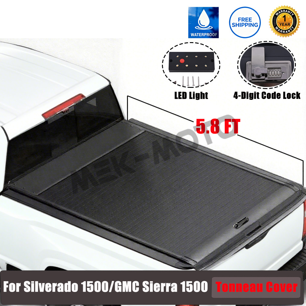 5.8FT Truck Retractable Hard Tonneau Cover For GMC Sierra Silverado 1500 14-26
