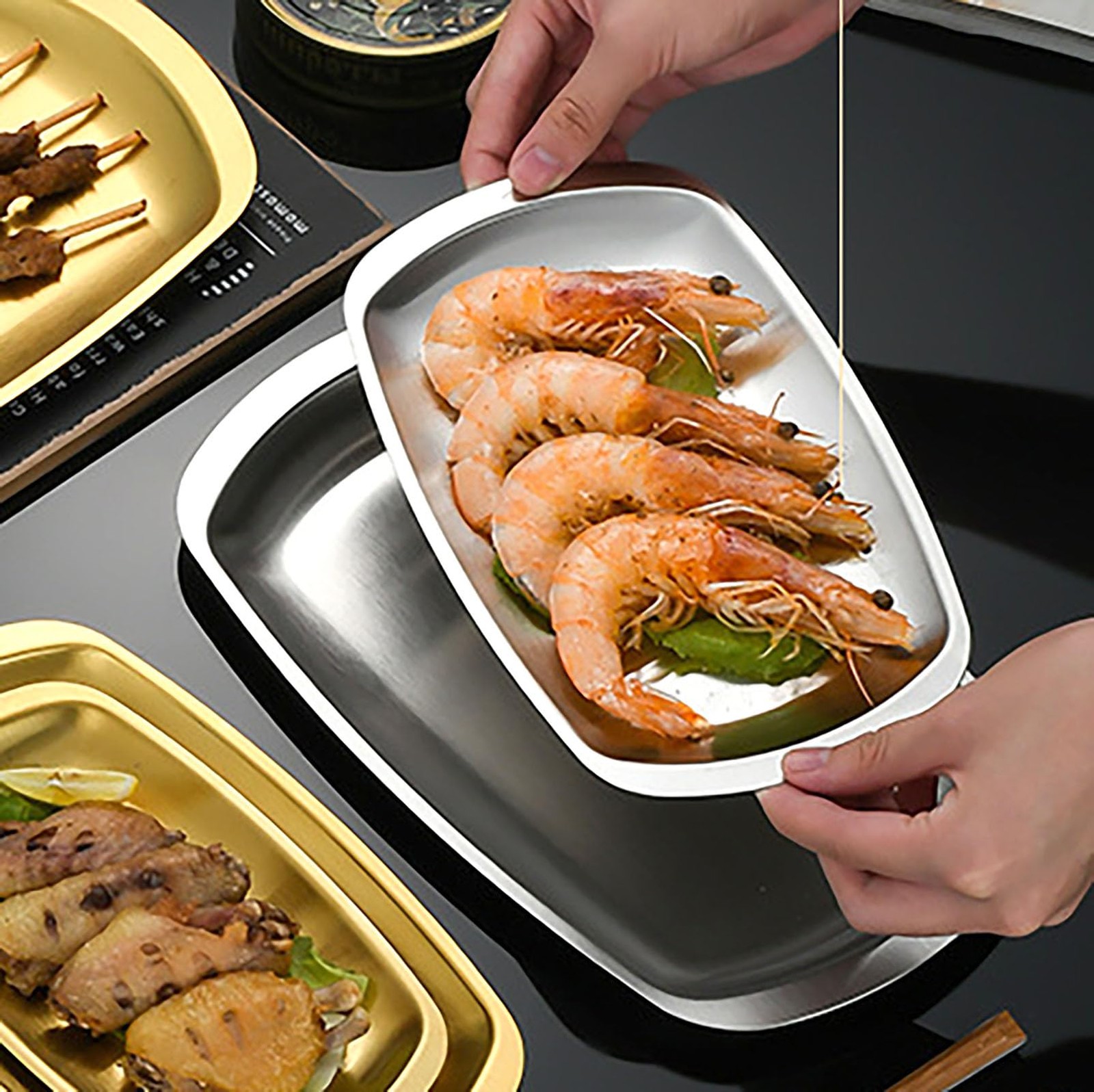 Thickened Serving Tray, 7.5 Inch x 4.1 7.5" x 4.1" x 0.5", Silver