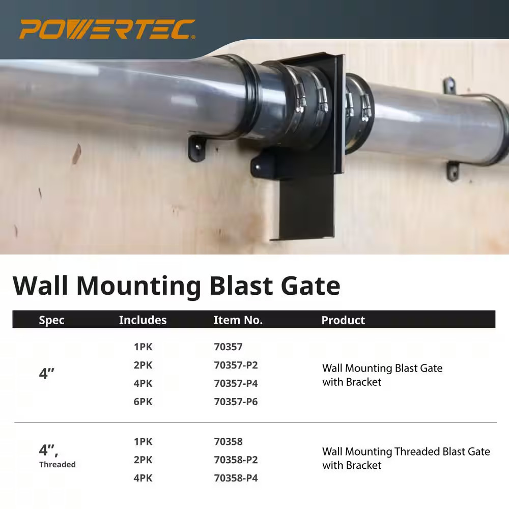 6 In. ABS Plastic Blast Gate for Dust Collection Systems