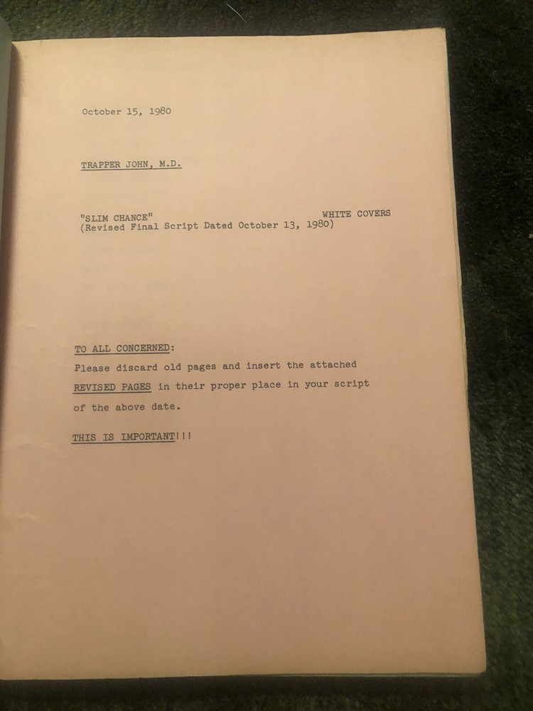 TRAPPER JOHN, M.D. [Revised Final Script] "SLIM CHANCE"