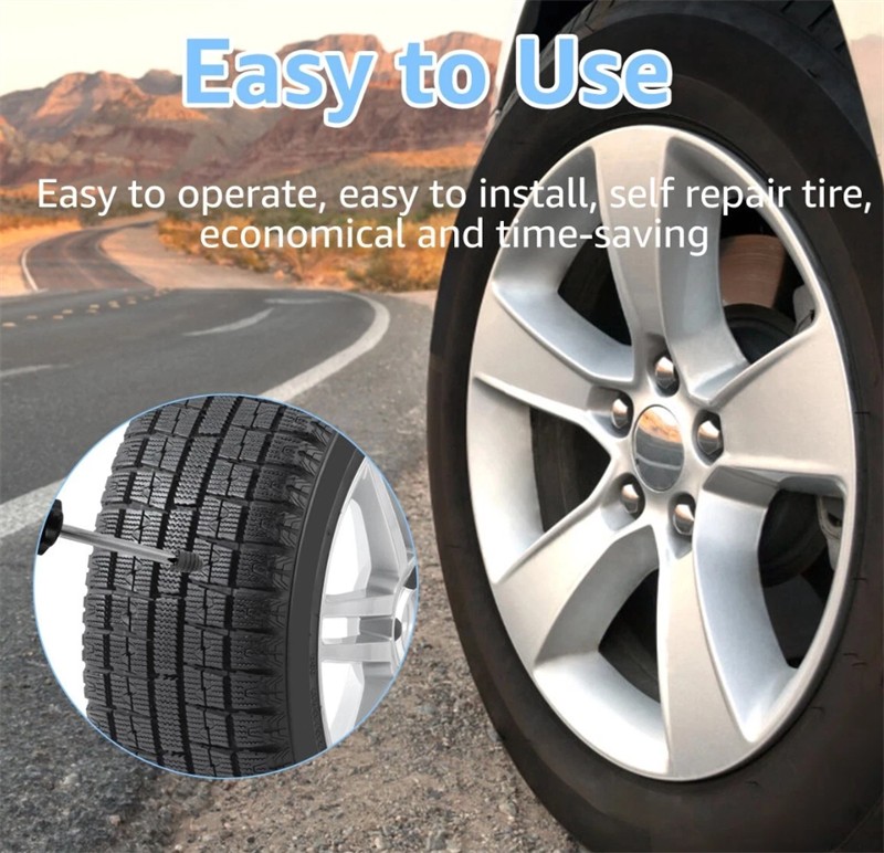 60 Pcs Rubber Tire Nail Repair Kit Screw In Tire Plugs for Car Truck SUV Van