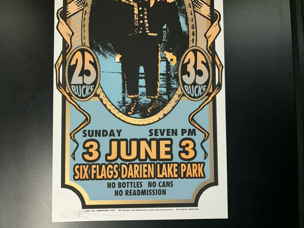 2001-BLACK CROWES/OASIS SILKSCREEN POSTER-MARK ARMINSKI-SIGNED/MINT