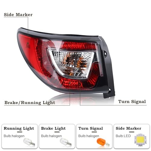 Tail Light Compatible for 2013-2017 Chevy Traverse Outer Rear Left Driver Side