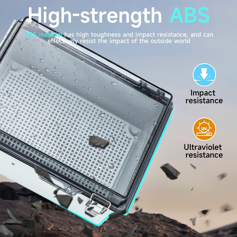 Large Waterproof Electrical Junction Box IP67 Waterproof Clear ABS Plastic