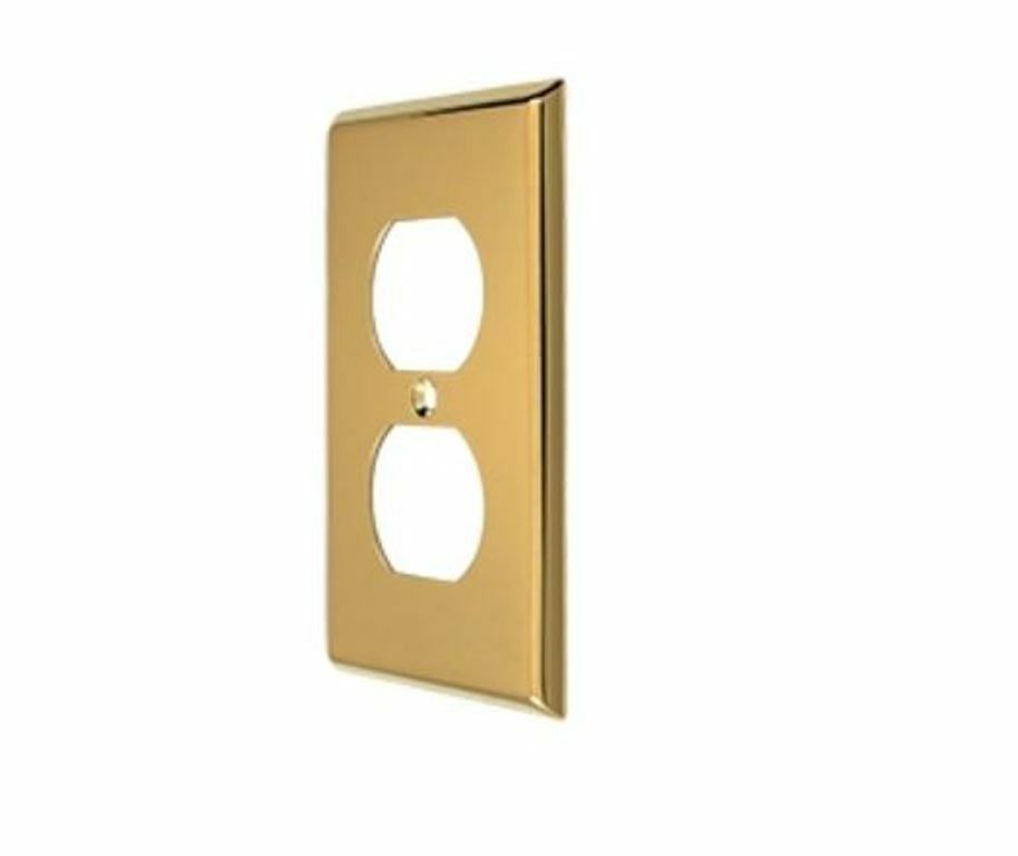 Plug Plate Double Outlet Solid Brass 8 Finishes by Deltana
