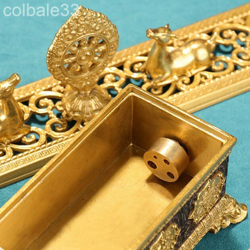 32cm Tibetan copper Eight auspicious things Lying incense burner