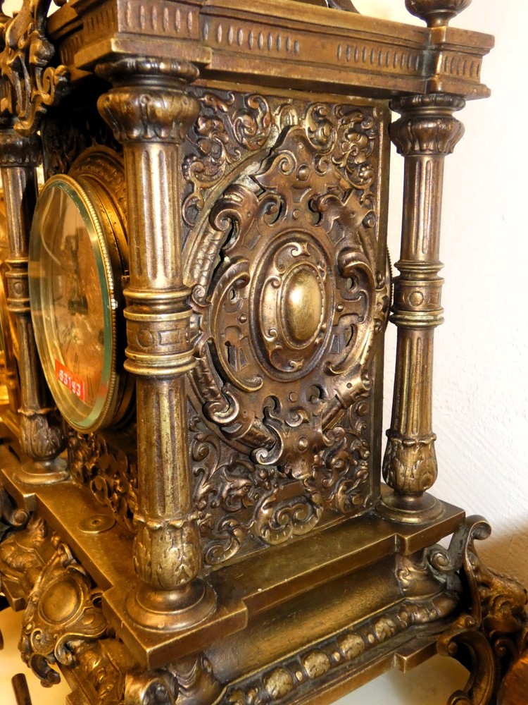 Lenzkirch 63193 Heavy Solid Bronze Mantel Clock 54cm 10kg