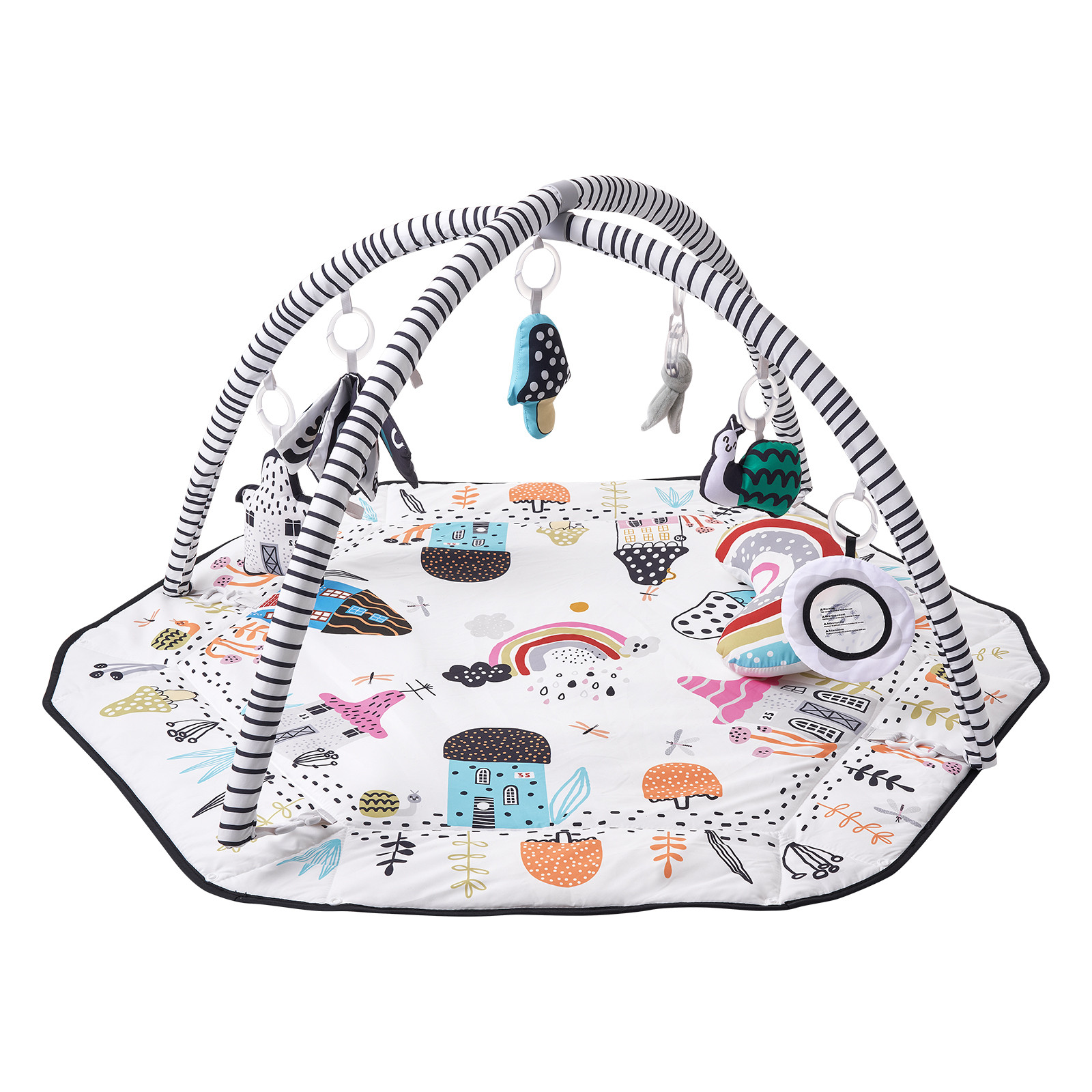 VEVOR Baby Play Gym Mat Tummy Time Activity Mat with 6Sensory Toys 41.7" x 41.7"