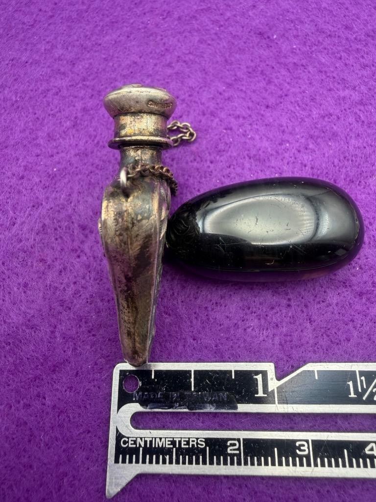 Beautiful Art Nouveau style Sterling Silver Perfume Bottle Pendant Floral