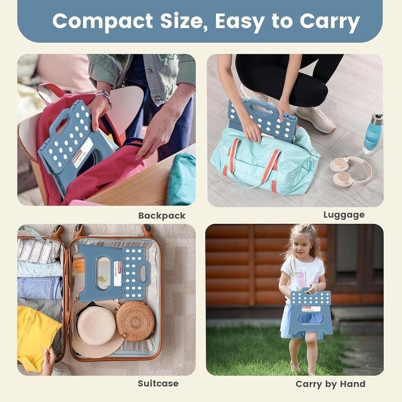 Durable Folding Step Stool W/ Non-Slip Surface Ergonomic Handle Safety Design US