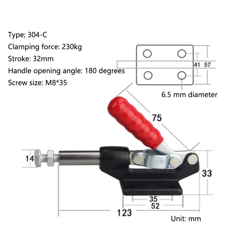 Pull Push Action Toggle Clamp 230kg Holding Capacity 32mm Stroke Quick Fixture