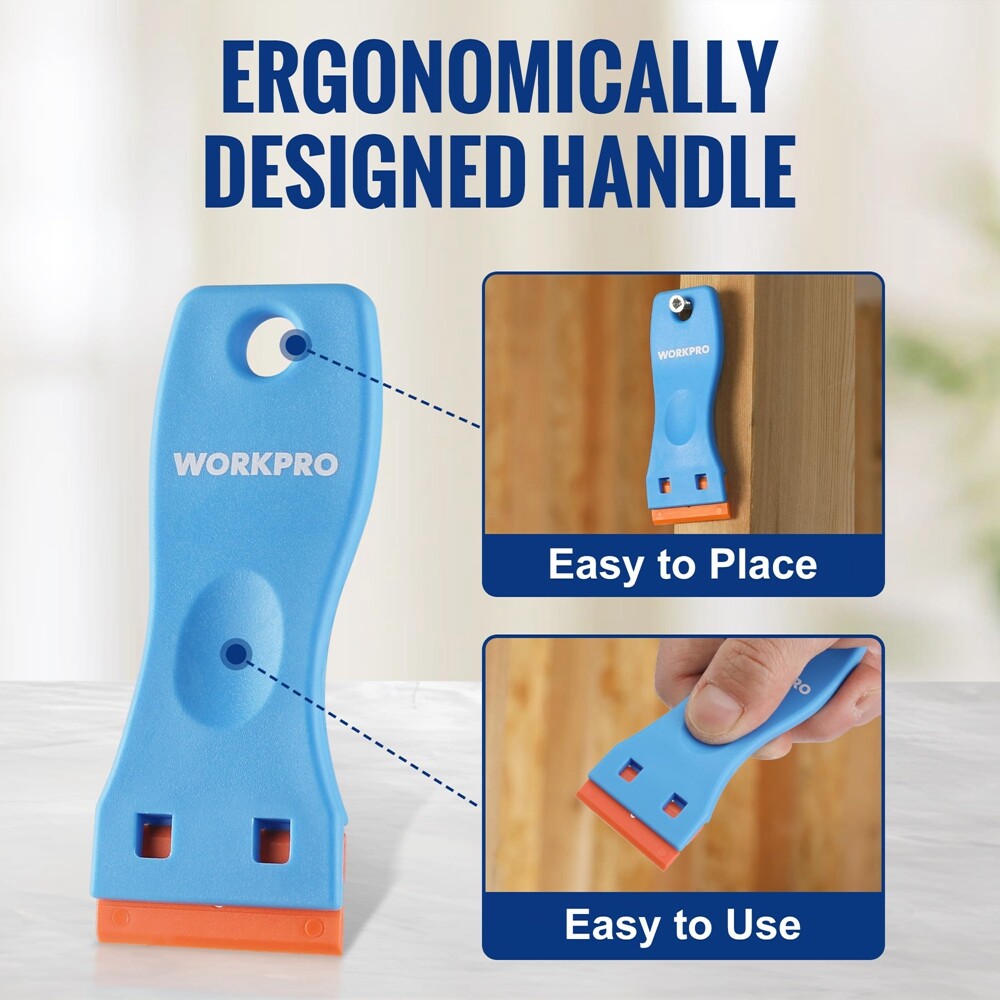 WORKPRO 3PC Razor Scraper Double Edged Sticker Removal 120PC Plastic Razor Blade