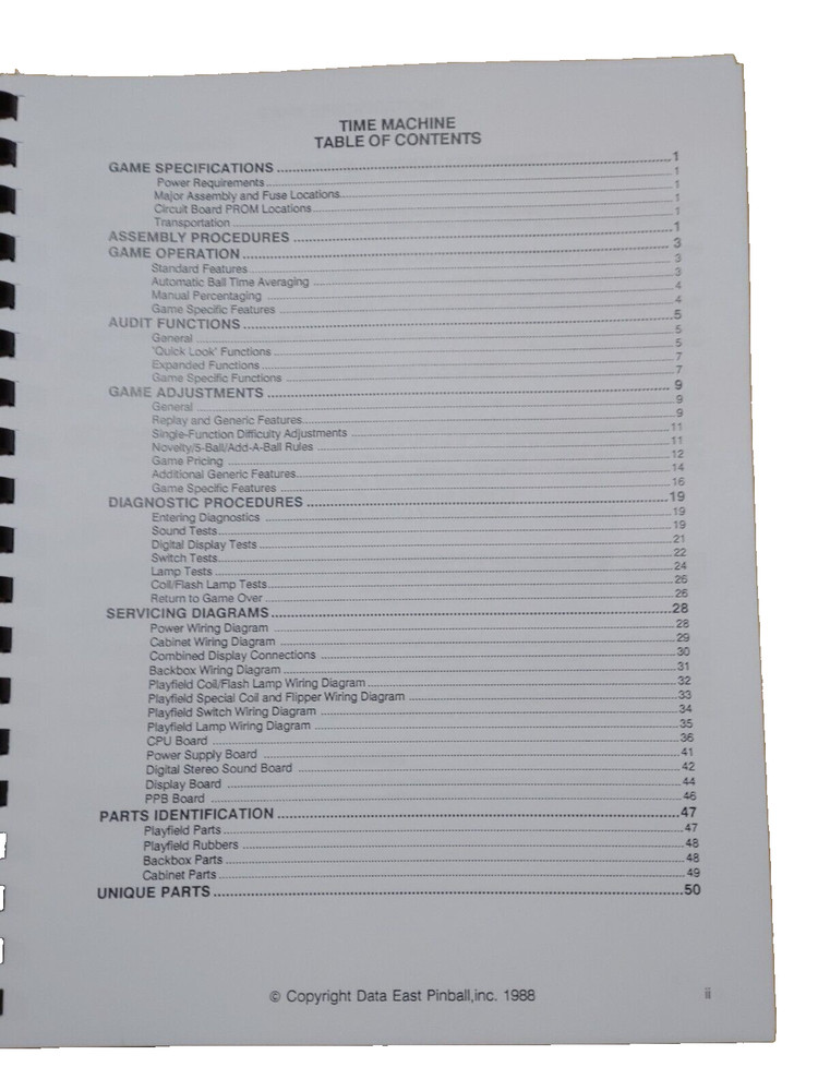 Time Machine Pinball Machine Manual & Schematics - Data East