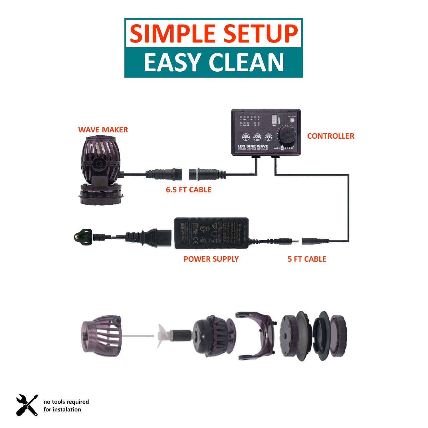 4800 GPH Wave Maker Aquarium Pump Adjustable Circulation Submersible Fish Tanks