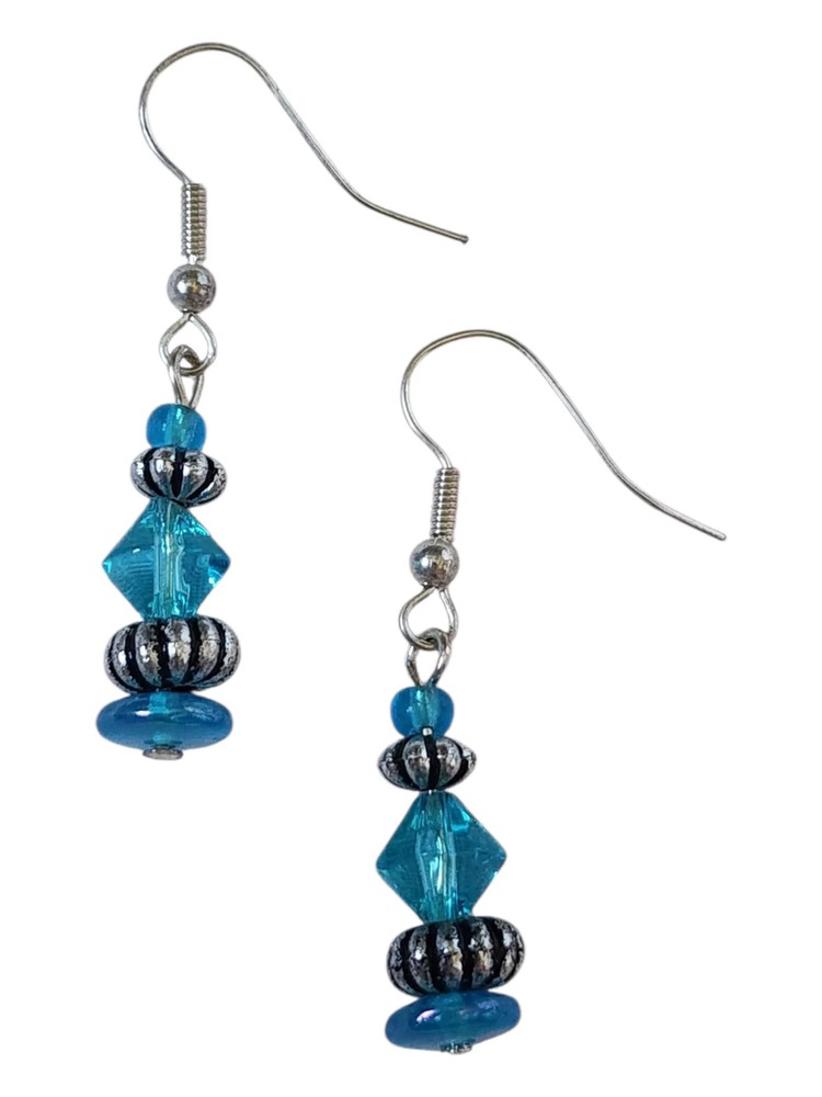 Beaded Earrings, Rainbow Acrylic Drops