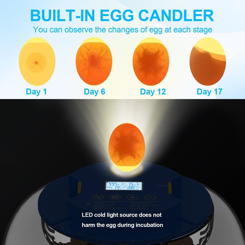 18 Egg Incubators for Hatching Eggs with Temperature Control, Egg Incubator w...