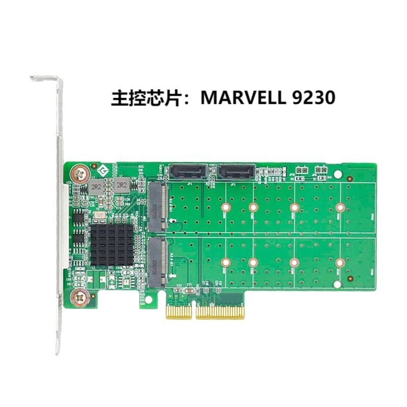 PCIe 2.0 4 Port M.2 SATA 3.0 RAID Controller Card with Marvell 88SE9230 Chipset