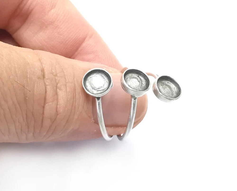 Wrap Ring Blank Setting, Cabochon Mounting, Adjustable Resin Ring Base Bezels