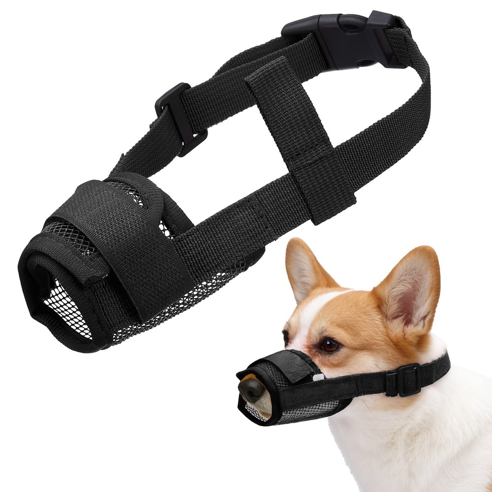Dog Muzzle, Soft Mesh Muzzle Mouth Guard Cover(Black, M)