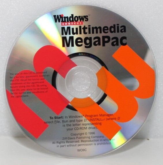WINDOWS SOURCES MULTIMEDIA MEGAPAC PC CD-ROM VINTAGE SOFTWARE ZIFF DAVIS 1996