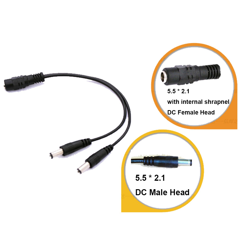 (10-Pack) DC Power Splitter Cable Cord Adapter 1:2 CCTV Security Camera DVR LED