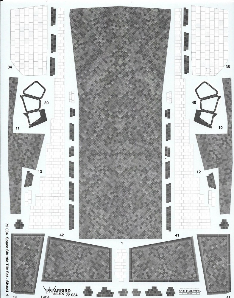 Restock!! Warbird Space Shuttle Tile Details, Decals 1/72 034 For Monogram Kit