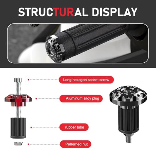 Motorcycle Bar End Plug, Metal Rustproof Handlebar Grip End Caps, 2 PCS Black