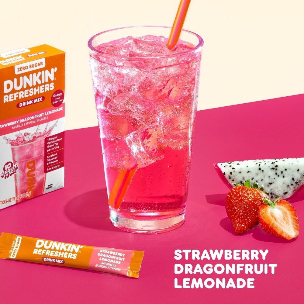 Dunkin’ 🍩 Refreshers Singles To Go! Strawberry 🍓 Dragon fruit, 10 packets