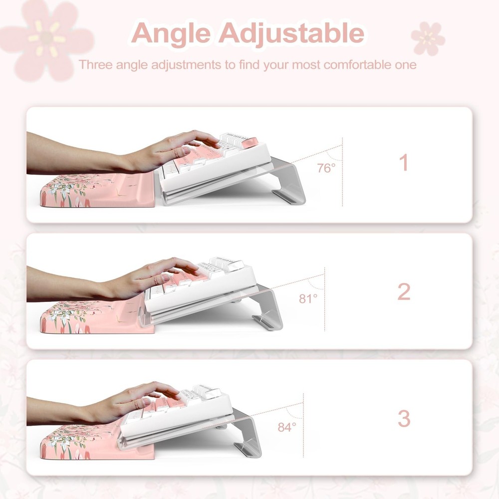 2 in 1 Keyboard Stand with Wrist Rest, 3-Angle Adjustable Keyboard Riser for ...