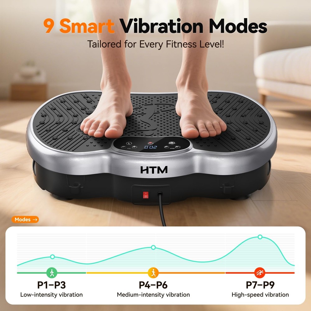 HTM Vibration Plate Exercise Machine - 300 lbs Weight Capacity, 120 Speed Lev...