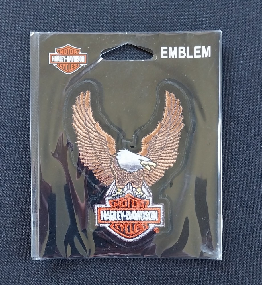 HARLEY DAVIDSON BAR & SHIELD UPWING BROWN EAGLE CLOTH PATCH EMBLEM SEW ON